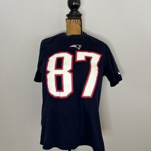 NFL Nike Patriots 87 Gronkowski blue red white short sleeve tee